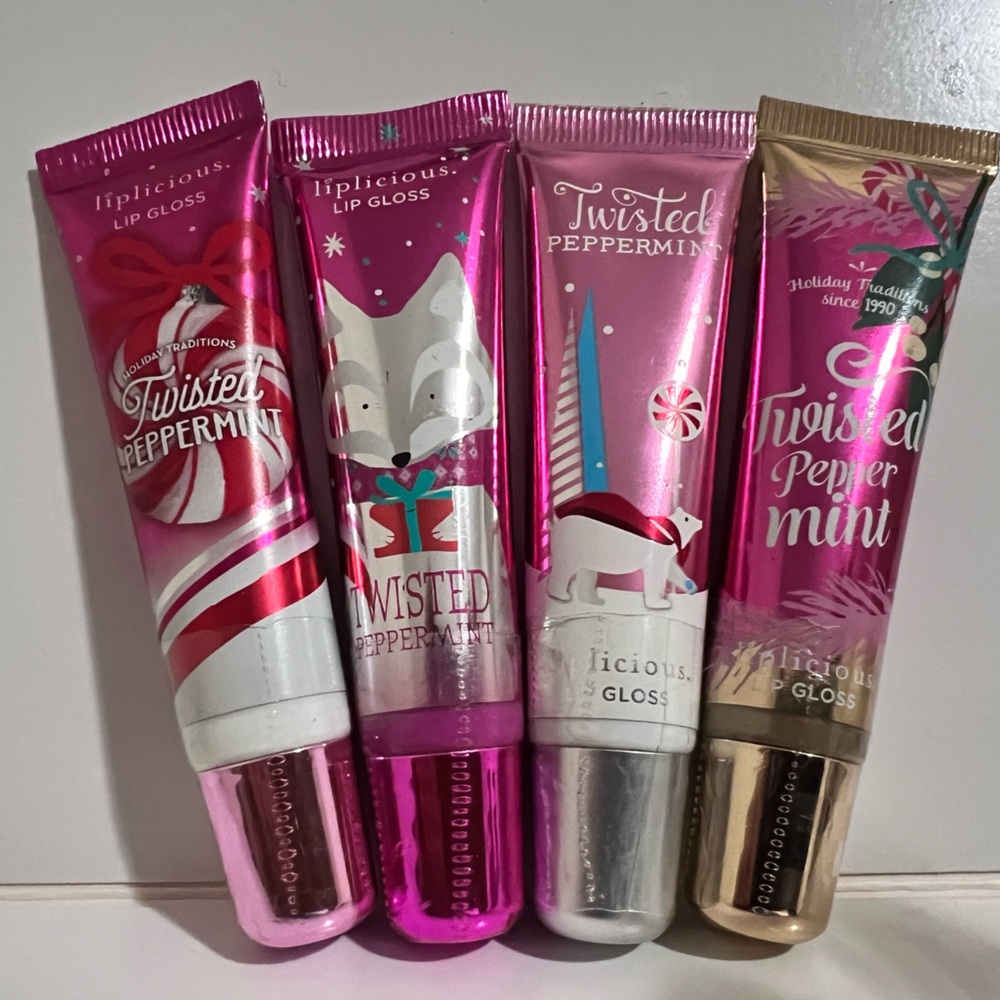 4 Sealed Bath & Body Works BBW Liplicious Lip Gloss Christmas Twisted Peppermint